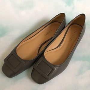 Talbots Avery Grey Leather Buckle Flats